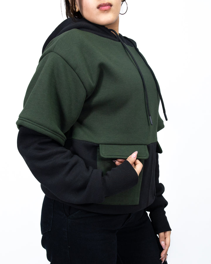 Dual-Tone Fleece Hoodie