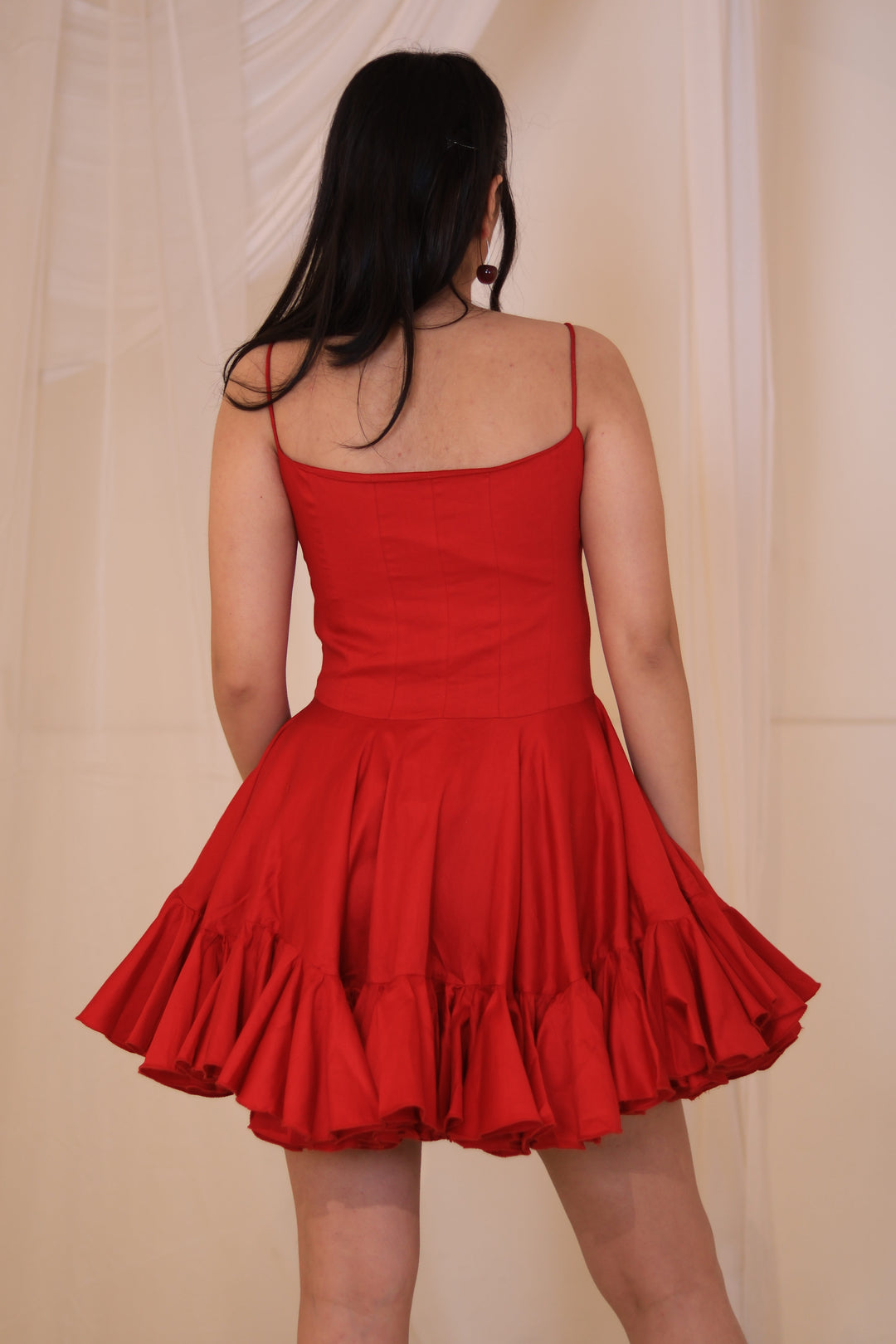 Scarlet Fit-and-Flare Ruffle Dress