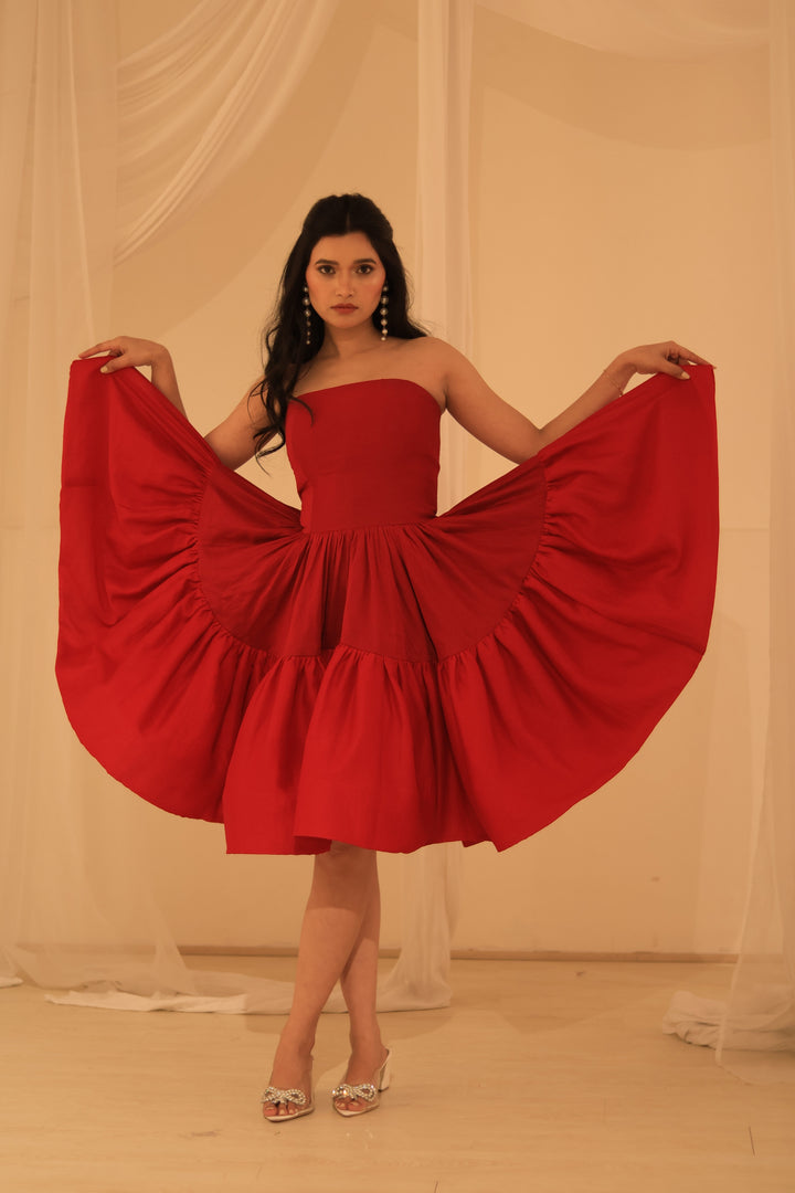 Radiant Ruby Twirl Dress