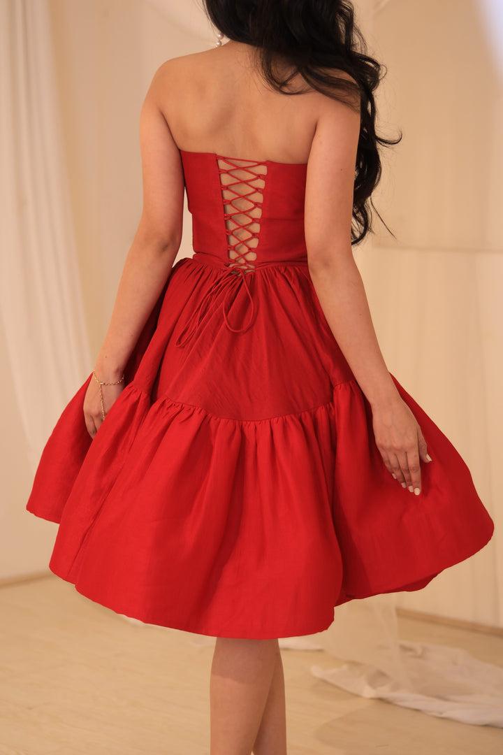 Radiant Ruby Twirl Dress